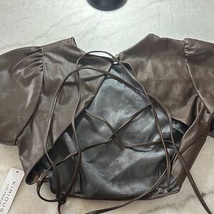 Brown Faux Leather Crop Top